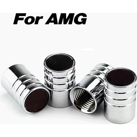 (AMG Argent) Lot de 4 bouchons de valve de pneu pour voiture, accessoires compatibles avec AMG W168, W169, W176, W177, W190, W205, W210, W222 et C180 (1/5)