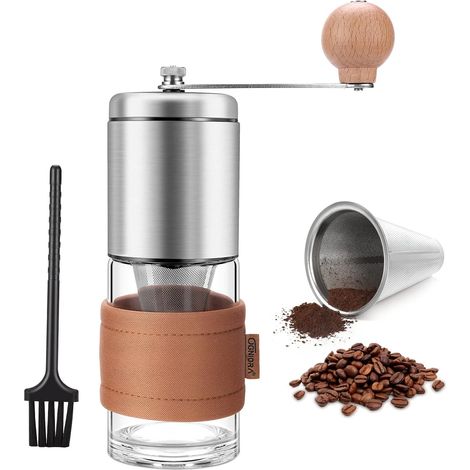 Moulin à café manuel en céramique, conception en céramique réglable, pour expresso, cafetière à piston et café filtre, pour une utilisation à la maison et en voyage.-AquaForge (1/4)