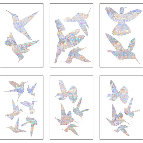 Decal Anti-Collision Pour Vitre - Réfléchissant Holographique - Pour Prévenir Les Chocs D'Oiseaux - 12 Pièces (1/5)