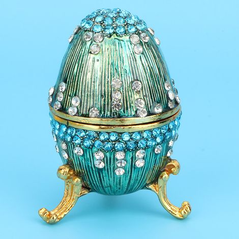 Œuf de Pâques émaillé style vintage, boîte à bijoux, boîte à bibelots, décoration, cadeau bleu