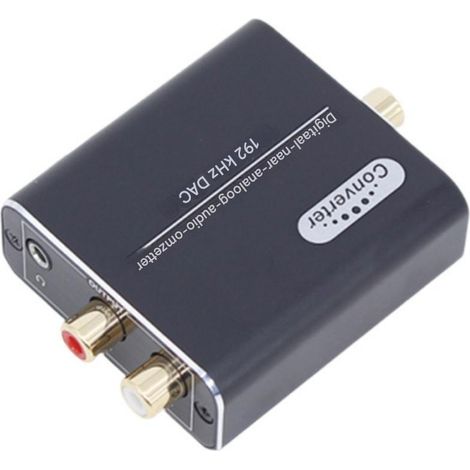 Convertisseur Numerique Analogique - DAC 192 kHz - Entrée Toslink Coaxial - Sortie RCA L/R et Jack 3,5 mm - Pour TV HDTV DVD Blu-ray Console Jeux - 1 Pièce