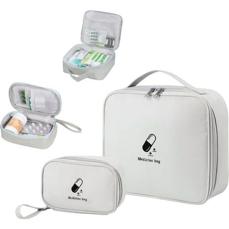 Ecleanfy - 2 trousses secours vides étanches. Portable, rangement médicaments et premiers soins. Couleur gris. (1/5)