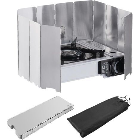 Faltbarer Windschutz aus Aluminium, 12 Windschutzpaneele für Campingkocher, tragbarer Windschutz mit Aufbewahrungstasche, für Camping, Picknick und Gaskocher (1/5)