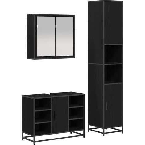 Maison Exclusive - Badezimmermöbel-Set 3 pcs Schwarz Eichen-Optik