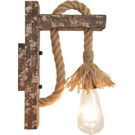 Lampes et lanternes art du bois appliques murales rtro en corde de chanvre pour restaurant sans ampoules Femeo (1/4)
