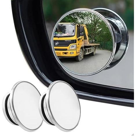 2 lots Miroirs d'angle mort à ventouse pour voiture, rétroviseurs convexes étanches rotatifs à 360°, rétroviseurs d'angle mort universels (1/4)