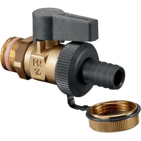 Oventrop Optiflex Kugelhahn 1/2" Außengewinde mit Schlauchverschraubung, Kappe, Messing