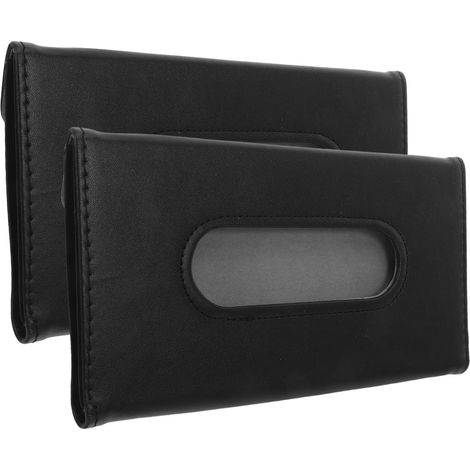 Tissue Holder with Visor Clip Slim Black PU Organizer (1/5)