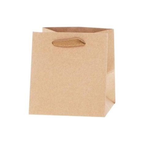 Bolsa de papel kraft de lujo de 14x13x13 cm con base de roseta ancha.
