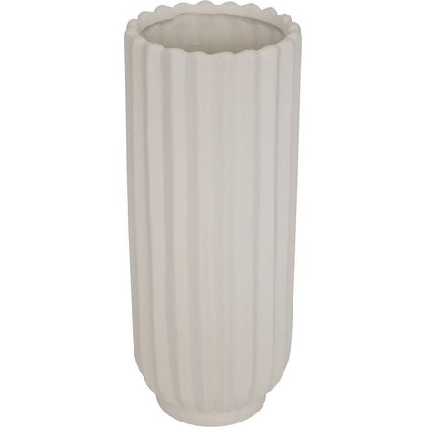 Vase Ocea Strié en Dolomite 15x15x36,5 cm Blanc - Atmosphera créateur d'intérieur
