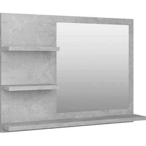 Espejo de baño madera contrachapada gris hormigón 60x10,5x45 cm vidaXL