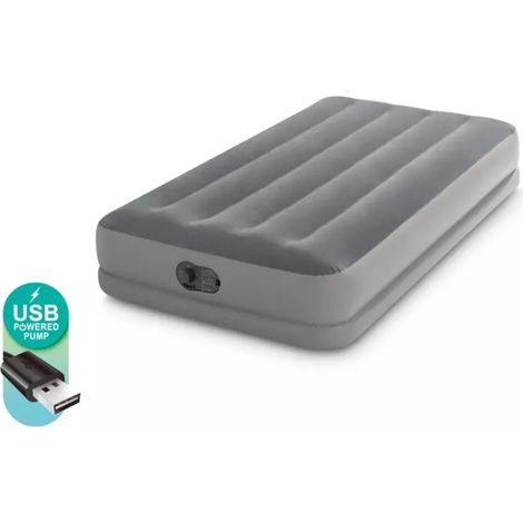 Intex 64112 Twin Dura-Beam Prestige Mid-Rise Luftbett mit USB-Pumpe 99x191x30cm (1/5)