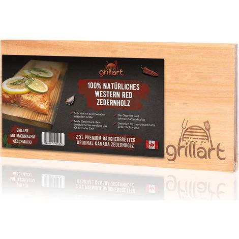 Pack de 2 Planches à Griller XXL - Planches à Griller en Bois de cèdre - Planches à Fumer en Bois de cèdre de cèdre Rouge de l'Ouest du Canada 100% Naturel pour Un goût spécial de grillade (1/5)