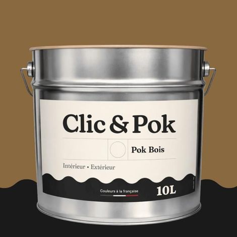 Peinture Bois Extérieur – POK BOIS - 10L - RAL 8000 - Brun vert- Résistante aux intempéries - Ne s'écaille pas (1/4)