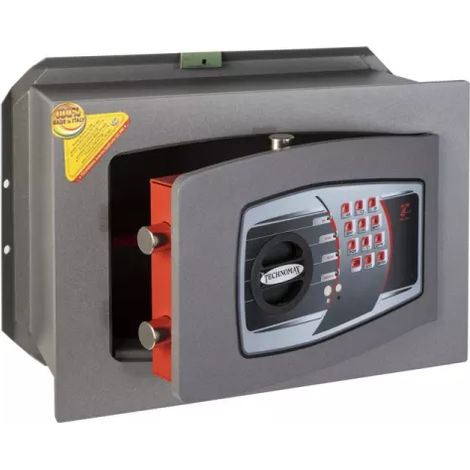 TECHNOMAX – Coffre-fort à emmurer à combinaison électronique digitale, certifié EN 14450:18-S1, 4 pênes, 14 L, 27x39x20 cm
