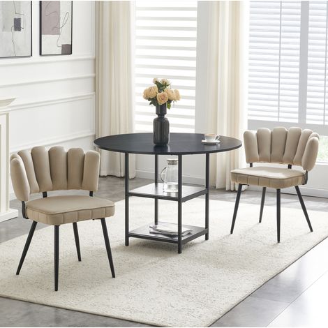 Set tavolo e sedie, tavolo rotondo Ø107 cm, 2 ripiani, 2 sedie marrone chiaro DESVIAE (1/5)