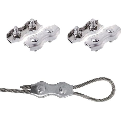 – Serre-câble duplex en acier inoxydable 304 – Lot de 4 – Résistant à la corrosion pour câbles jusqu'à 4mm – Fixation sécurisée au jardin (1/5)
