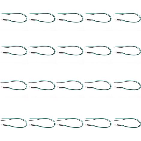 Lot de 20 DEL 5mm haute luminosité, câblées 12V, lumière blanche/verte, diodes rondes à fil, pré-câblées pour projets électroniques (1/5)