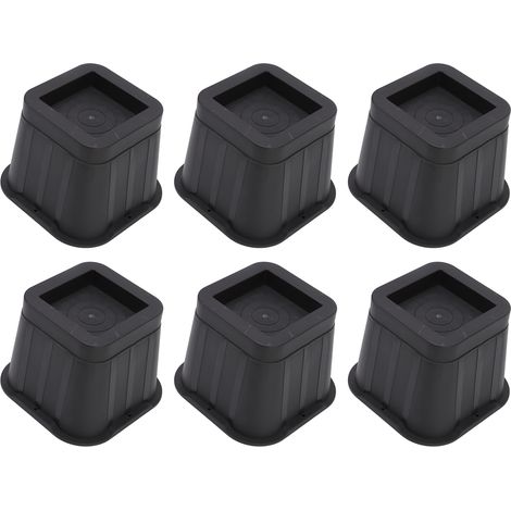 Set mit 6 schwarzen Möbelgleitern aus Gummi, 10 cm im Quadrat, für Sofa, Bett, Stuhl und Schreibtisch, für das Wohnzimmer (1/5)