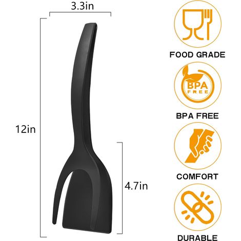 Pince spatule coquille d'œuf, pince de cuisine à poignée rabattable 2 en 1, résistante aux hautes températures et sans BPA.