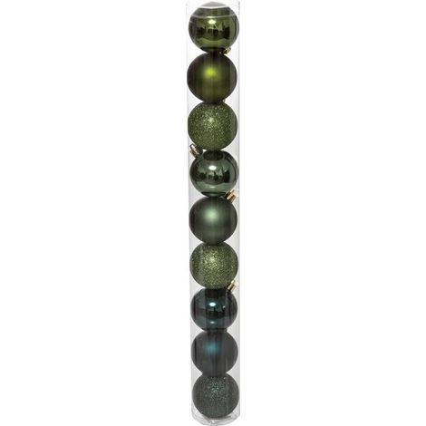 Lot de 9 Boules de Noël "Colorama" 6cm Olive