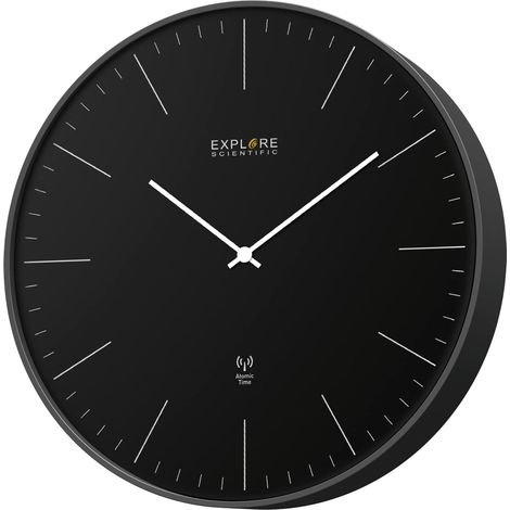 Horloge Murale diamètre 25 cm, radiocommandée, Mouvement précis, Pas Besoin de réglage, Design Contemporain, sans numéros, Plastique, Noir