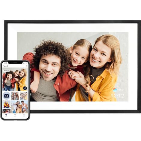 Cadre Photo Numérique WiFi 32 Go de Mémoire, 10.1 Pouces, IPS 1280800, Mode Sommeil, Cadre d'image Numérique, Téléchargement Rapide de Vidéos et Photos à Distance avec le Logiciel (Noir) (1/5)