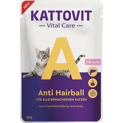Kattovit  Cuidado Vital  Sobre 85g - Antibolas de Pelo - Salmón 85g