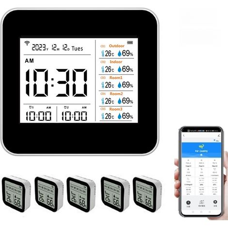 Thermomètre Hygromètre Wi-Fi 13 En 1 Écran TFT 2,8 Pouces Capteur Pour Maison Bureau Bébé Compatible Tuya (1/5)