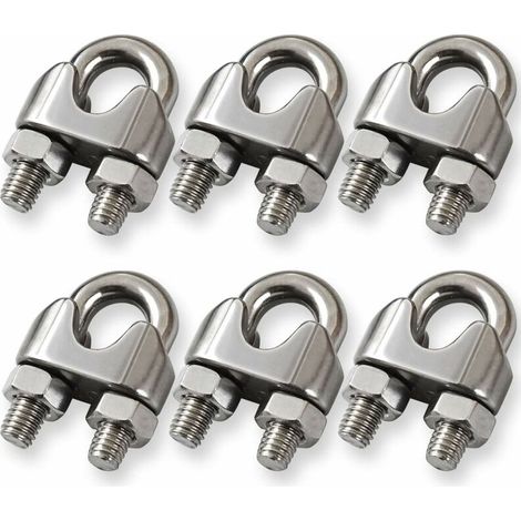 Lot de 6 serre-câbles M10 de 9,5 mm en acier inoxydable 304