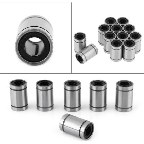 12 Stück LM8UU 8-mm-Kugellagerbuchsen für Linearbewegungen für 3D-Drucker-CNC-Teile, 8 x 15 x 24 mm (1/5)