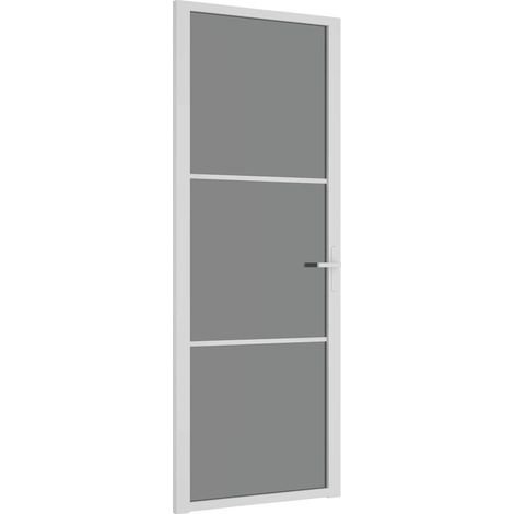 Porta Interna 76x201,5 cm Bianca in Vetro ESG e Alluminio vidaXL