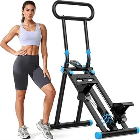 Stepper d’Escalier Pliable Fitness Appareil Cardio Maison avec Guidon Réglable Écran LCD Machine d’Entraînement Complet du Corps Compacte