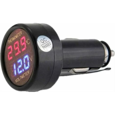 2-in-1 Voltmeter and Thermometer, Digital Car Battery Voltage Meter, Temperature Gauge, DC 12V 24V Monitoring Tester - RW Automotive & Motorcycle / Tools & Troubleshooting MUMU (1/4)