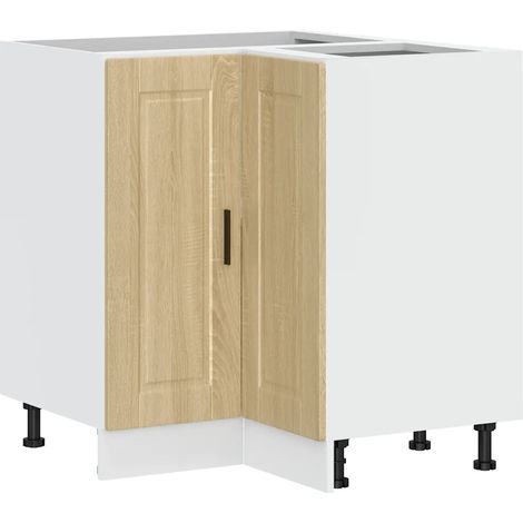 Armoire d'angle de cuisine Porto 75,5 x 75,5 x 81,5 cm grand espace de rangement pratique style contemporain en bois d'ingénierie chêne sonoma (1/5)