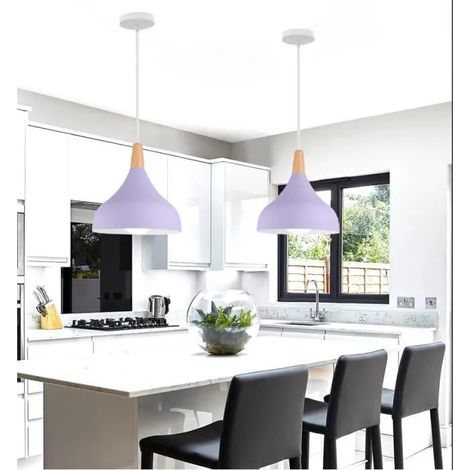 kawoo Lot de 2 Suspension Luminaire Moderne Violet,Lustre Plafonnier Industrielle style Edison pour Salon Chambre Cafe Bar,ø20cm (1/4)