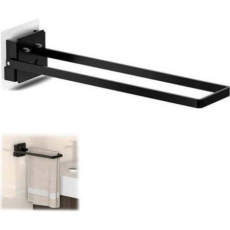 Barra para toallas，negra，negra，no requiere taladrar，soporte para toallas，soporte para toallas para baño y cocina (1/2)