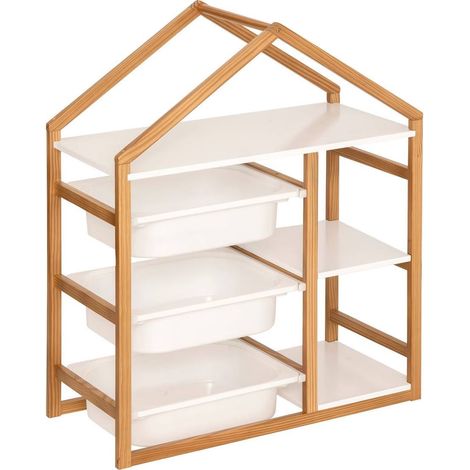 Bibliothéque meuble de rangement en forme maison - Longueur 68 x largeur 30 x Hauteur 82 cm (1/4)