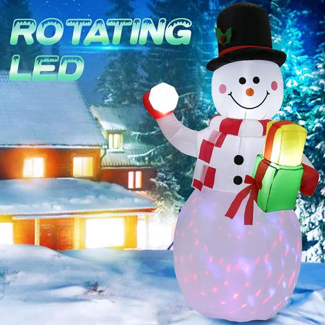 Bonhomme de neige gonflable de 1,5 m pour Noël, décoration extérieure/intérieure, avec lumières LED rotatives et couleurs changeantes, figurines de bonhommes de neige gonflables pour fête, jardin et t (1/3)