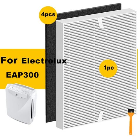 Ensemble de feuilles filtrantes HEPA + charbon actif de rechange compatibles avec le purificateur d'air Electrolux EAP300 (1/4)