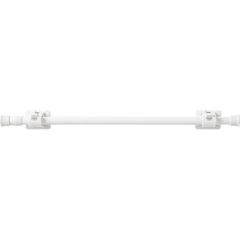 Lot de 2 Tringle Extensible Sans Perçage, Barre Télescopique en Métal pour Rideaux Fenêtre, Armoire et Penderie, Barre Extensible Réglable Antidérapante pour Salle de Bain Cuisine Placard Blanc (1/5)