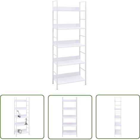 The Living Store Bücherregal 5 Regalböden Weiß 60x27,6x158,5 cm Holzwerkstoff - Bücherregal - Wohnraumgestaltung - Aufbewahrungslösung - Regal Weiß - Industrielles Design (1/5)