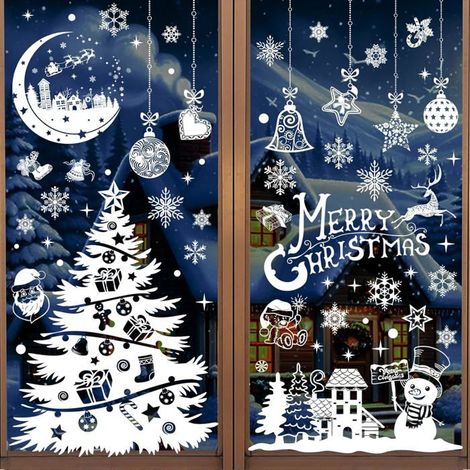 Stickers Noel Fenetre Réutilisable, 202 Autocollant Noel Fenetre Electrostatique Decoration Noel Fenetre pour Vitre Porte Deco (1/4)