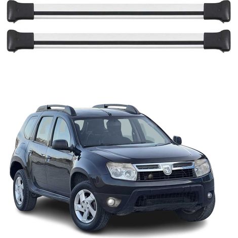 OMAC Barres de toit en aluminium pour Dacia Duster mk1 2010-2013 Pre-FL – TÜV / DIN 75302:2019 – Charge max 75 kg – 2 barres Argent
