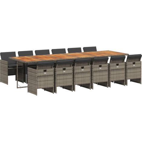 Maison Exclusive - Set da Pranzo da Giardino 13pz con Cuscini Grigio in Polyrattan