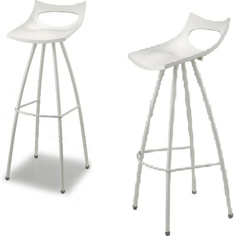 Set 2 Sgabelli Alto H82 da Penisola Cucina o Bar BIANCO LINO seduta h65 moderni S-C-A-B-DIABLITO in tecnopolimero ultra resistente Design Italiano Alta Qualità (1/5)