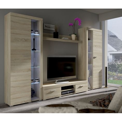 Ensemble meuble TV RUMBA XL 300 cm en plusieurs couleurs - Couleur: Chêne Sonoma - Avec Buffet