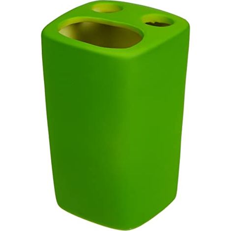 MSV 140925 Haiti Porta spazzolini da Denti in Ceramica, Colore: Verde, 380C, Dimensioni 6,5 x 6,5 x 10,5 cm (1/4)