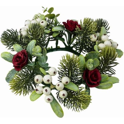 Guirlande De Baies - Décor Festif En Plastique Avec Baies Rouges Et Feuillage Vert - Pour Porte D'Entrée Intérieur Extérieur - 1 Pièce (1/3)
