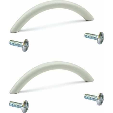 2x Poignée de meuble acier finition blanc brillant entraxe 128mm longueur 146mm hauteur 30mm Placard Porte Cuisine Armoire Tiroir Buffet (1/2)